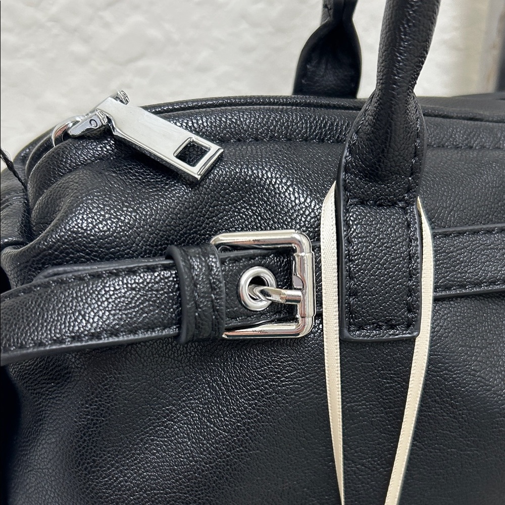 Rachel Zoe Black Leather Shoulder Satchel with Silver Hardware - Picture 4 of 5